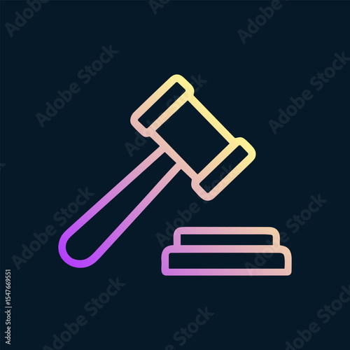 Gradient gavel resting justice prevails. Icon symbol illustration