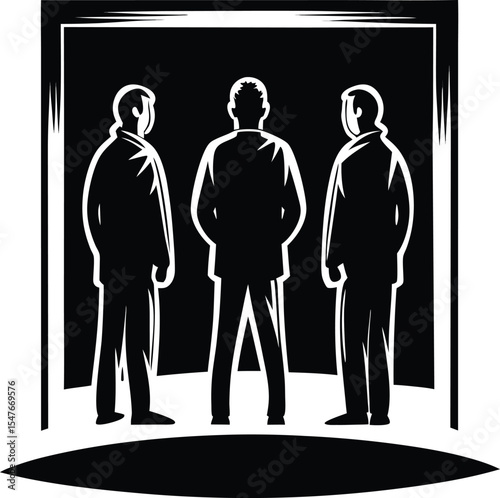 Collection of silhouettes of animals: men, children, women, a plane, a bird 
