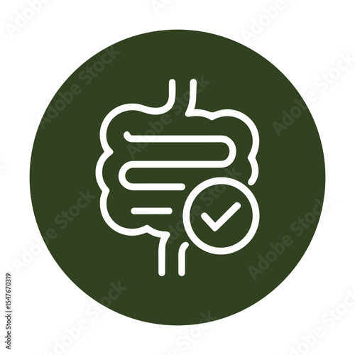 Healthy intestines icon on olive background. Icon symbol illustration