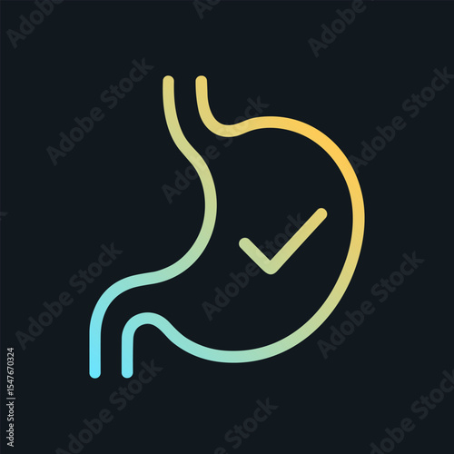 Healthy Stomach Diagram with Check Mark. Icon symbol illustration