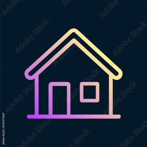 Home icon with a purpleyellow gradient outline. Icon symbol illustration