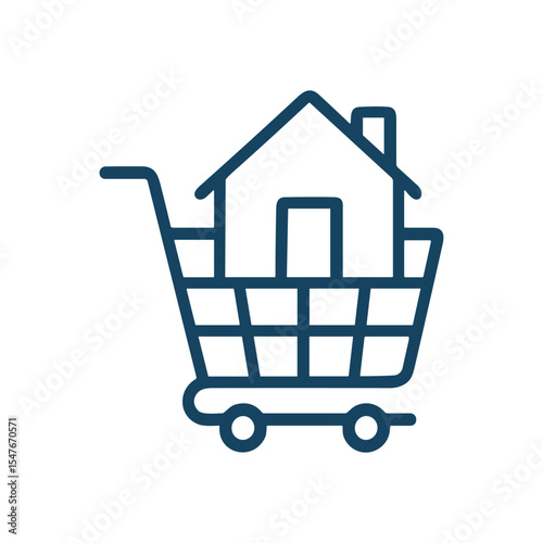 Home sweet home shopping trip. Icon symbol illustration