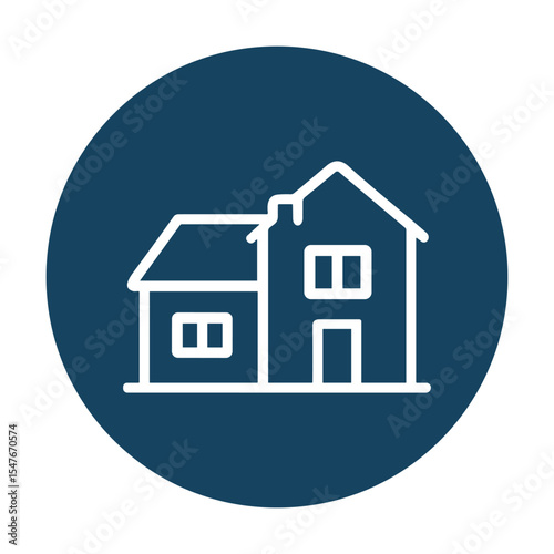House Icon on Round Blue Background. Icon symbol illustration
