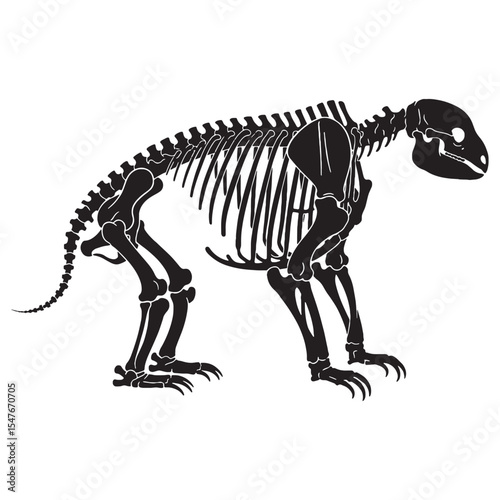 Colossal yet calm – Giant sloth skeleton silhouette rendered in refined Giant sloth skeleton vector – Giant sloth skeleton illustration


