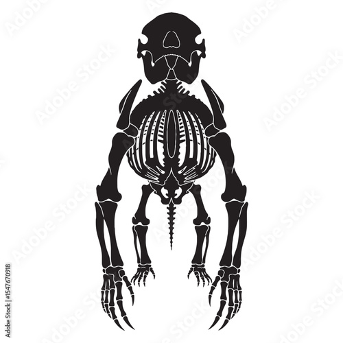 Majestic and extinct – Giant sloth skeleton silhouette formed with detailed Giant sloth skeleton vector – Giant sloth skeleton illustration

