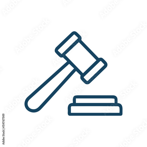Justice symbol Gavel about to strike. Icon symbol illustration