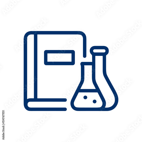 Knowledge meets laboratory scientific study icon. Icon symbol illustration