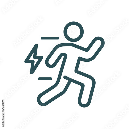 Lightningfast runner dashes with speed. Icon symbol illustration