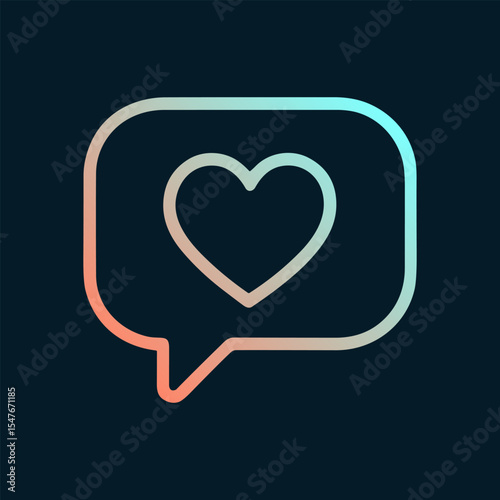 Loving comment glows warmly on dark background. Icon symbol illustration