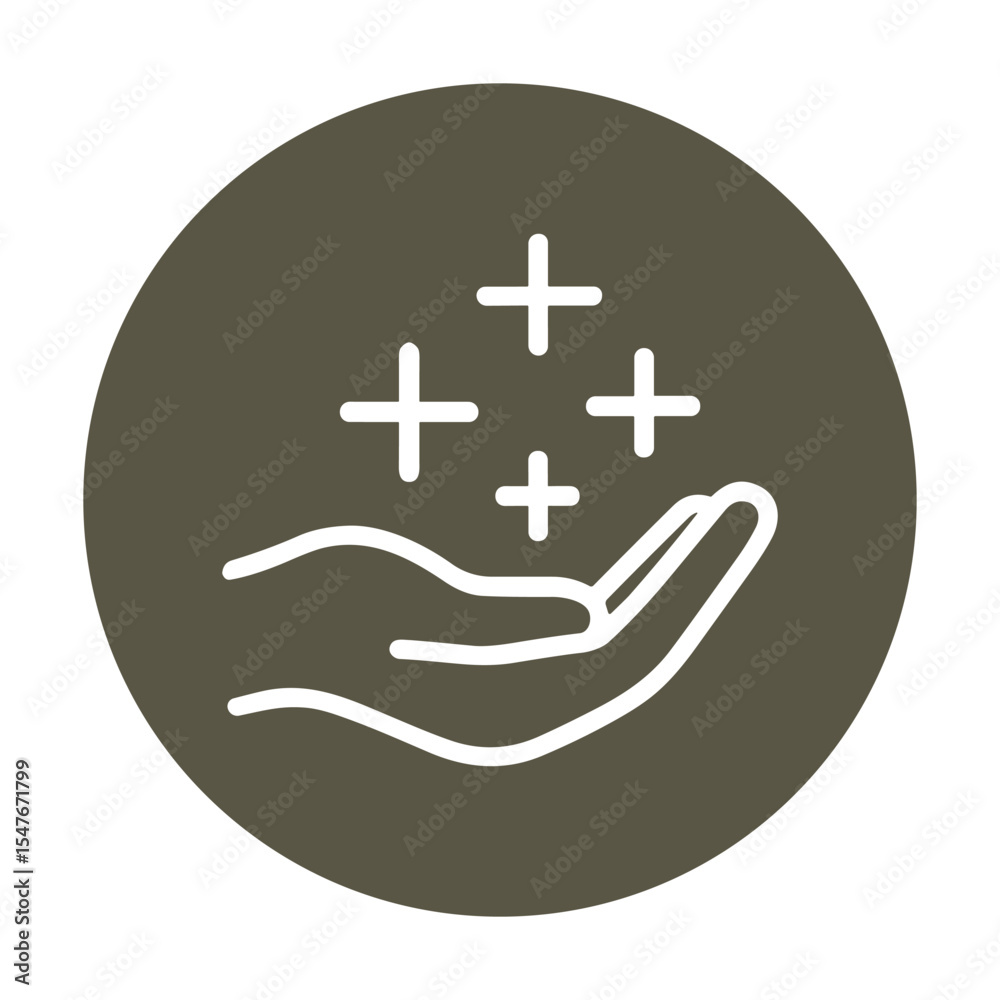 Obraz premium Open hand offering gleaming symbols of purity. Icon symbol illustration