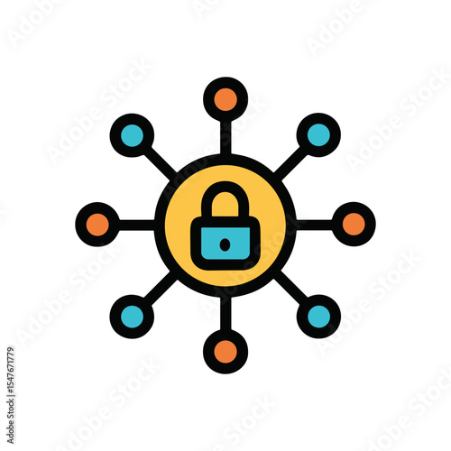 Network security Lock icon connected. Icon symbol illustration