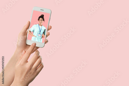 Female hands with mobile ph...