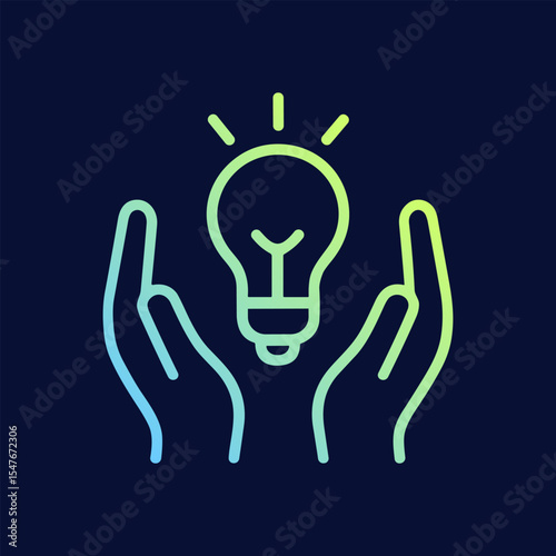 Protecting a bright idea with care. Icon symbol illustration