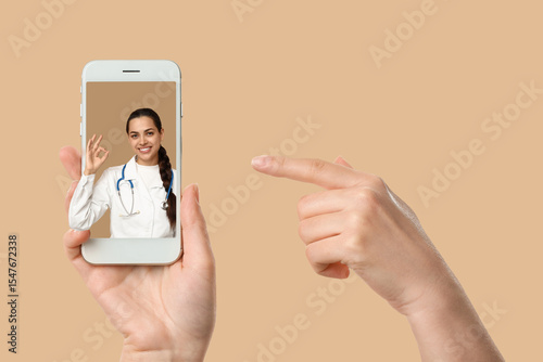 Female hands with mobile ph...