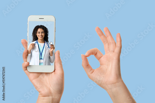 Female hands with mobile ph...