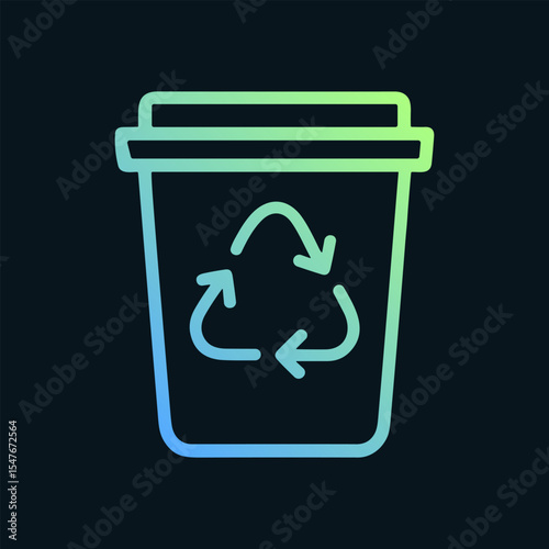 Recycling bin outline with arrow symbol. Icon symbol illustration