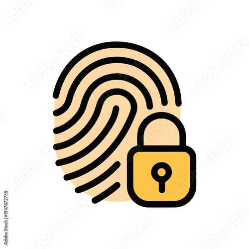 Secure Biometric Authentication Fingerprint Lock. Icon symbol illustration