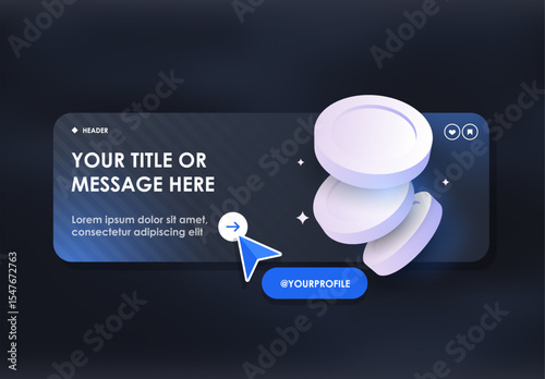 Modern Social Media Profile Banner with Clickable Button and 3D Elements for Online Branding & Engagement