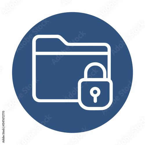 Secure data in blue enclosure. Icon symbol illustration