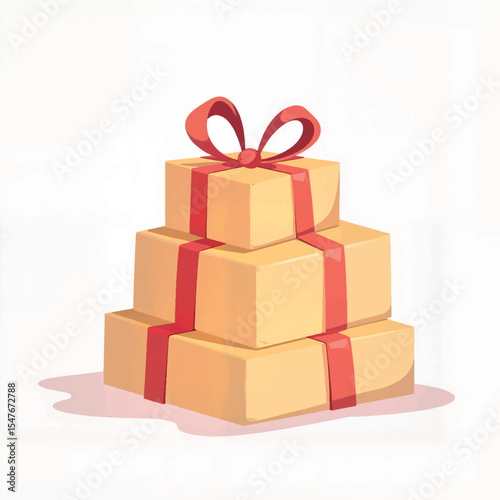 Colorful stacked gift boxes with ribbons, celebration symbolism