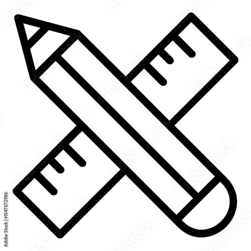 pencil and ruller icon line