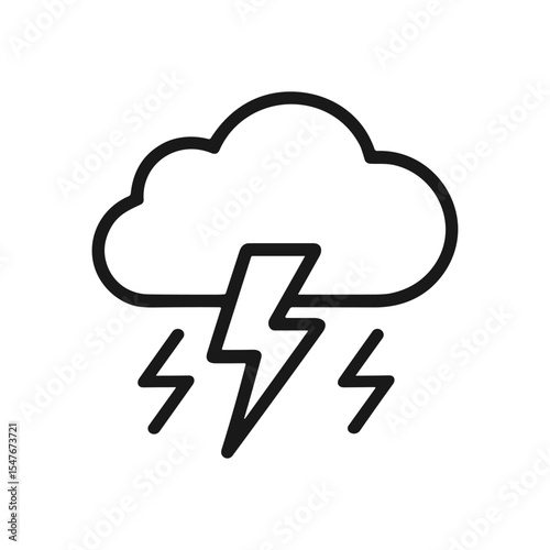 Stormy cloud with lightning bolts. Icon symbol illustration