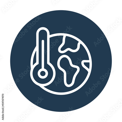 Warming earth illustrated icon with thermometer. Icon symbol illustration
