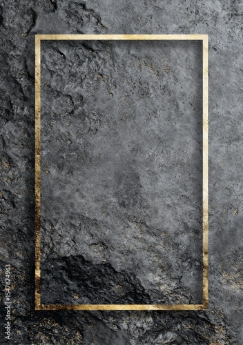 Dark Grey Stone Texture with Gold Frame