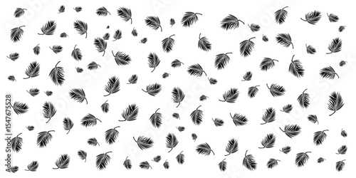 Black palm leaves falling white background design
