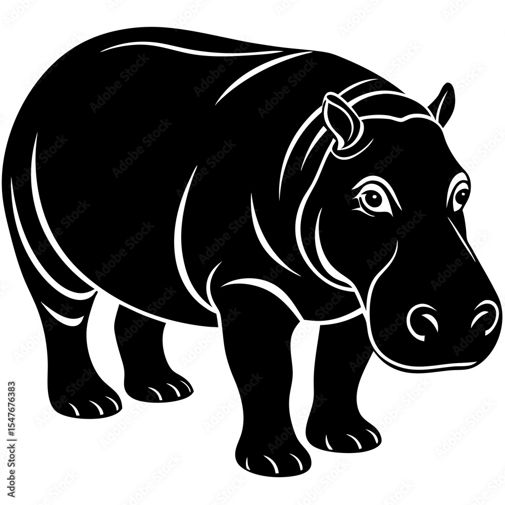 Fototapeta premium Illustration of a black hippo isolated on white background