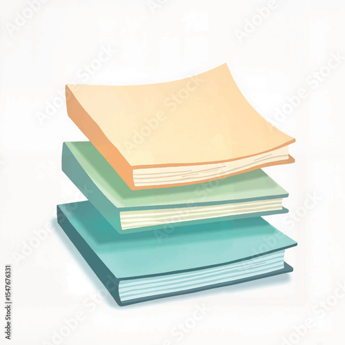 Colorful graded paper stack illustration on white background, creativity