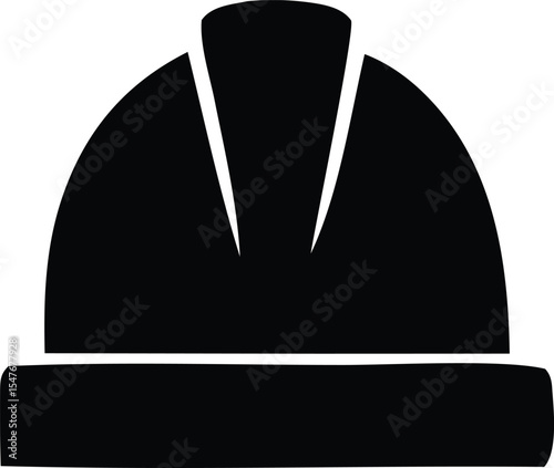 Simple Black and White Silhouette of a Hard Hat Construction Helmet for Safety and Protection Purposes on Job Sites