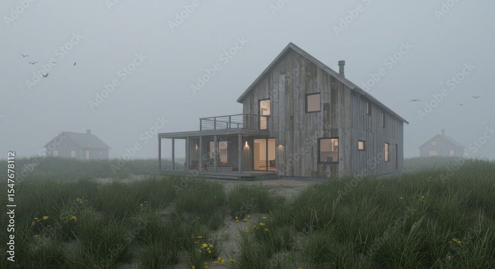 Fototapeta premium Foggy field house