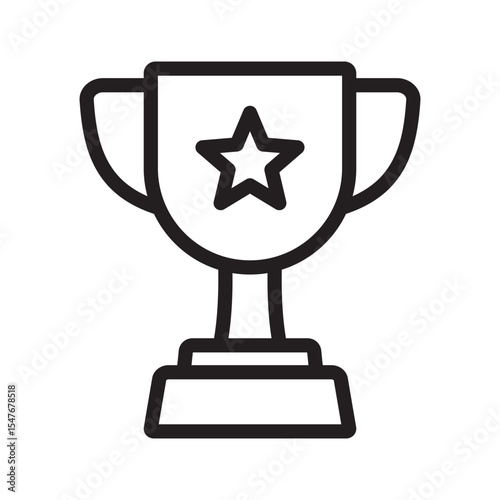 Trophy cup with star icon, winner cup line icon, victory cup icon.