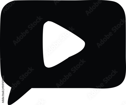 Play Button Inside a Chat Bubble Representing Online Video Content and Interactive Media