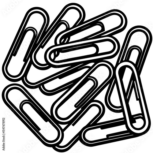 Pile of paperclips isolated on white background