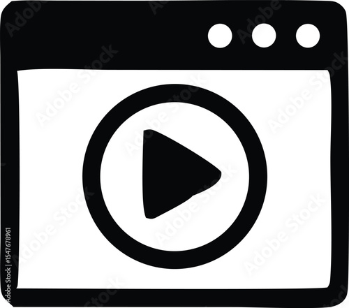 Video Player Interface Depiction Simple Design Represents Modern Media Consumption A Clean Icon Conveying Multimedia Experience Minimalist Website Element