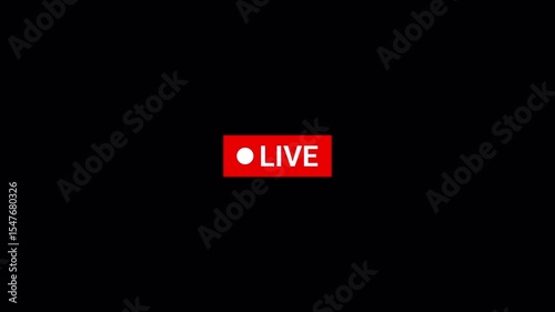 Live Button animation on transparent background for streaming, Broadcasting live button animation with alpha channel