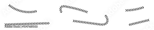 Wavy Curved Arrows Set – Hand Drawn Style Vector Illustration