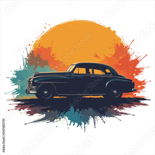 Vintage Car Retro Style Vector Illustration