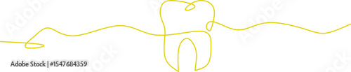 Minimalist one-line drawing of a tooth with dental floss, symbolizing oral care and dental hygiene. Perfect for dental clinic logos or health-related designs.