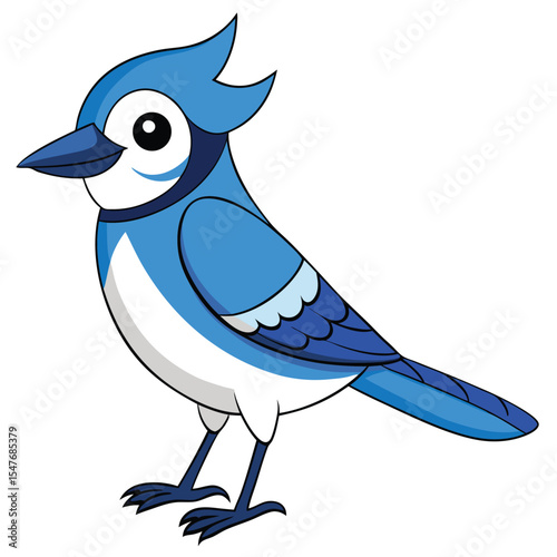 Simple and Elegant Blue Jay Flat Vector Illustration