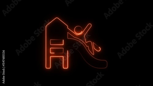 Glowing neon playground icon isolated on black background. HD Video motion graphic animation