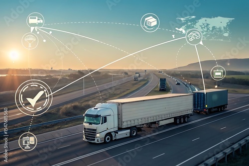 Digital logistics and supply chain concept. Transport, Streamlining delivery, Efficient logistics coordination, rigorous quality oversight, and effective supplier interaction. photo