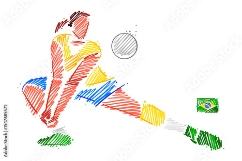 Brazilian volleyball player stretching her body to catch the ball