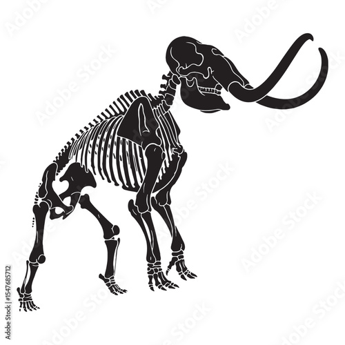A skeletal tribute to prehistoric grandeur – Mammoth skeleton silhouette drawn with Mammoth skeleton vector – Mammoth skeleton illustration

