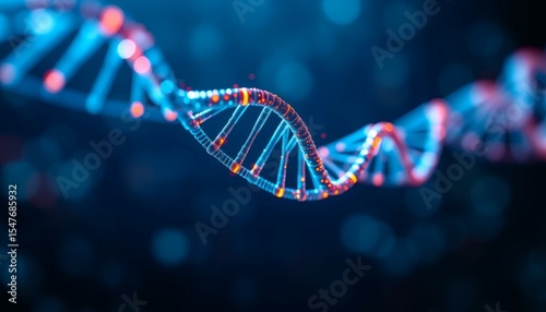 Dna Helix Illustration Abstract and Glowing Double Helix with Colorful Lights and Bokeh Background