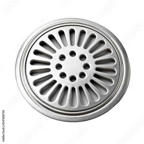 A Silver Plastic Drain Cover Single Centered On
