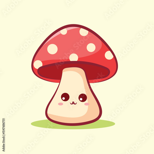 Cute vector illustration of a mushroom for elements, sticker and clipart