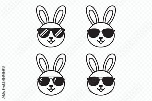 adorable bunny with sunglasses vector illustration for playful kids design and seasonal holiday projects